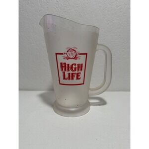 Vintage Miller High Life Beer Pitcher Frosted Plastic Bar Collectible Red Logo